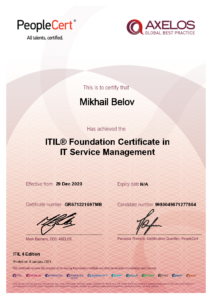 Mikhail Belov ITIL4 Foundation